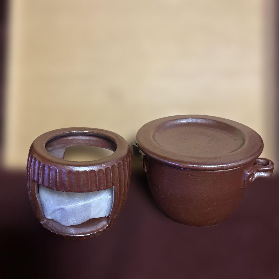 石渡磨美　さん　ウォーマー　スープカップ　新品未使用　茶　セット売り　耐熱耐火