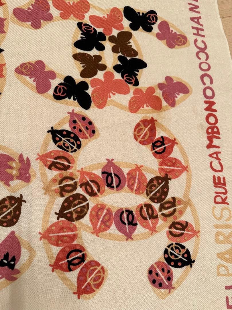 シャネル　ストール　ヴィンテージ　アニマル　蝶々　てんとう虫　レア☆正規品