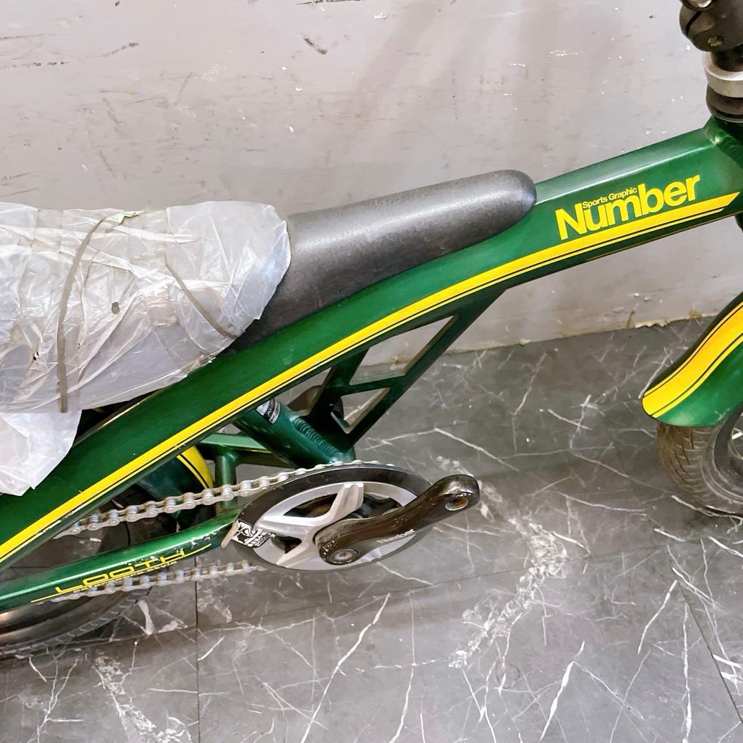 【918】バイク風子供車 Number グリーン 補助輪付き