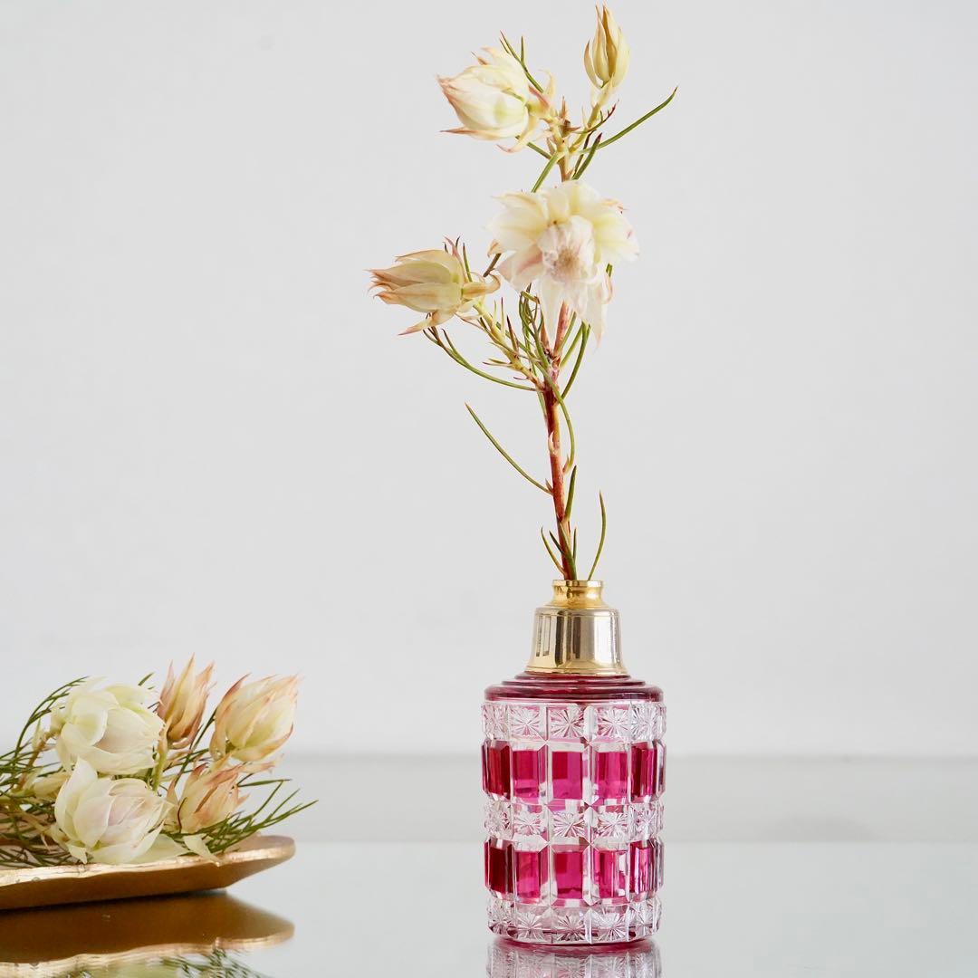 金赤被せ★オールドバカラ ディアマン エトワール 星型カット香水瓶★アトマイザー