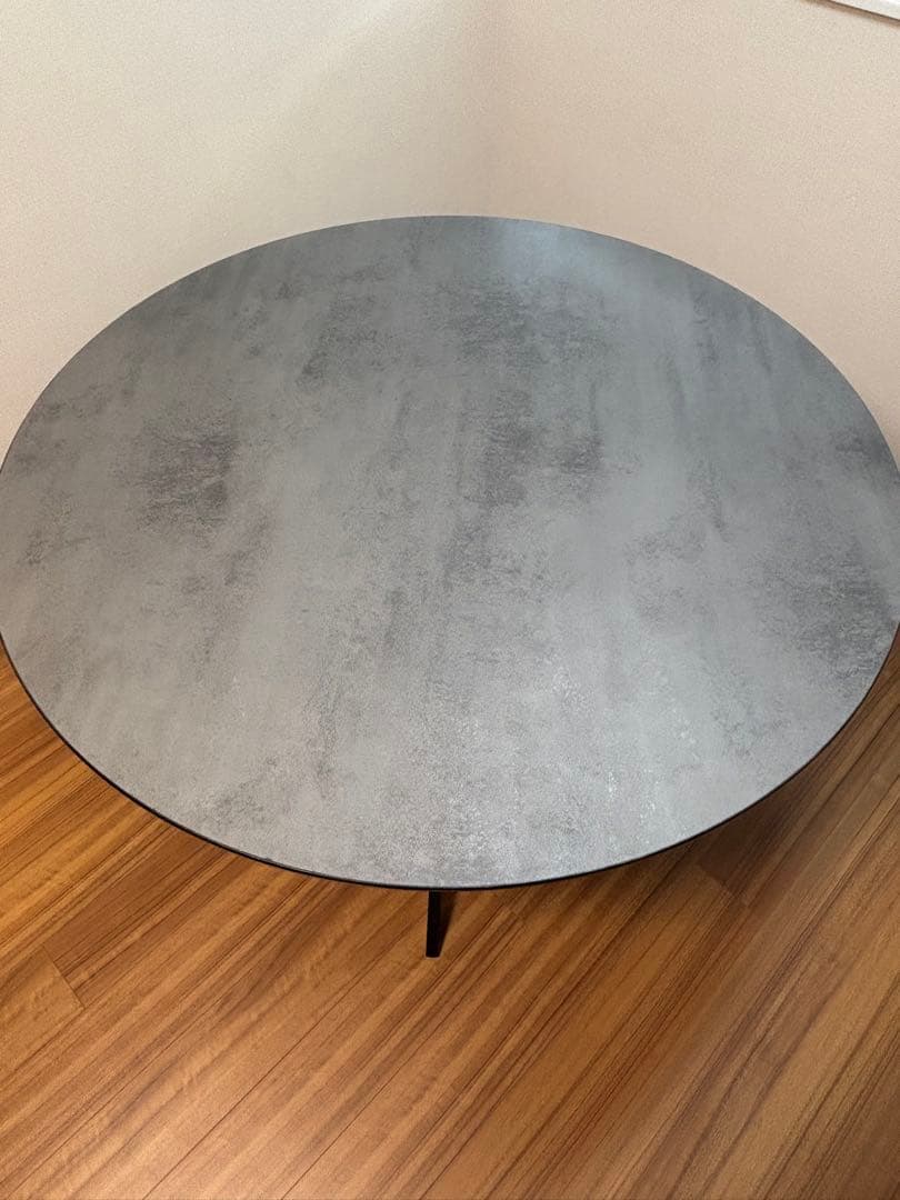 【美品】ニトリ メラミン円形テーブル (幅120cm GY)