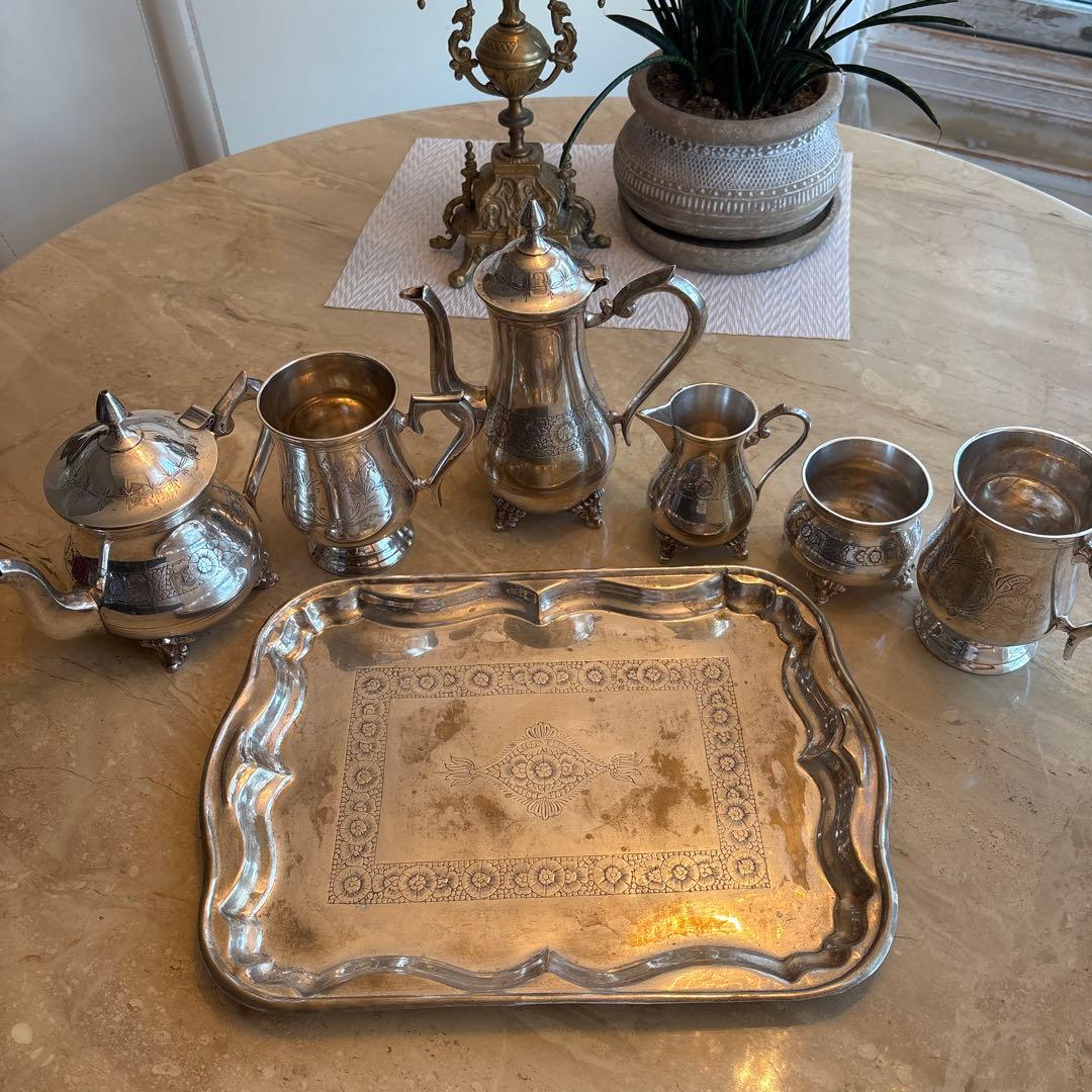 銀食器／アフタヌーンティー／ティーセット／銀製品／アンティーク