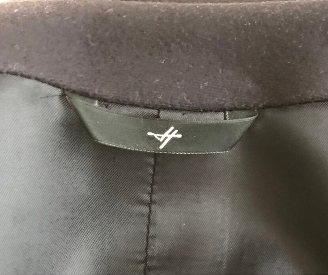 極美品　HEVO イーヴオ　ウールメルトンダブルトレンチ　ネイビー　48