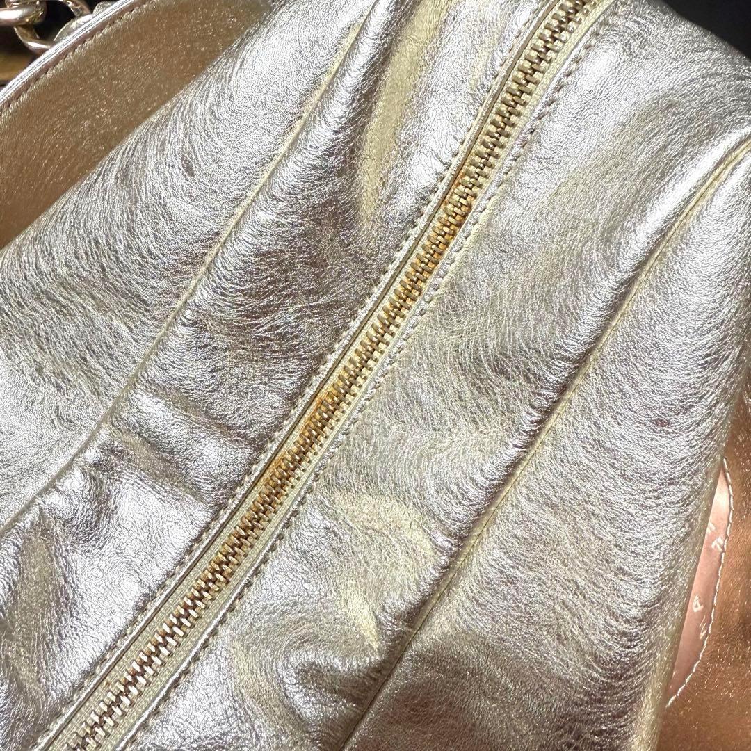 未使用 タグ付き AntePrima ミニボストンバッグ 特殊加工 ゴールド