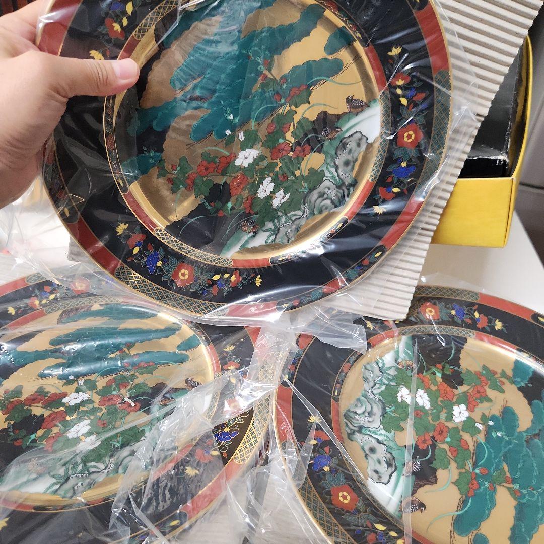 金襴手花鳥図器揃 厳密限定版 有田焼 古伊万里　皿５枚セット　ポットつき　未使用