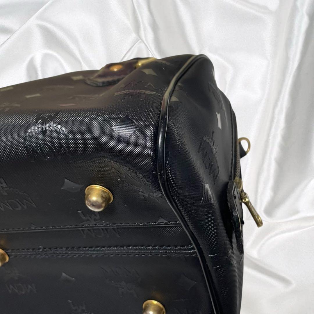 【MCM】美品エムシーエム 2way ミニボストン モノグラム ブラック