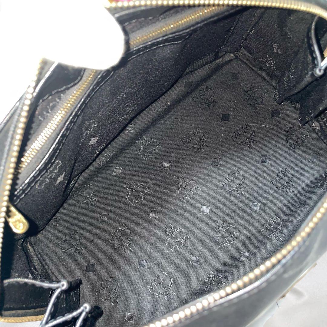 【MCM】美品エムシーエム 2way ミニボストン モノグラム ブラック