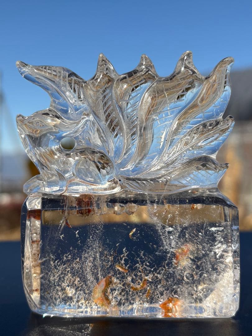 ❤️超綺麗　九尾狐 ✴️ ヒラー入り透明感拔群　高品質　ヒマラヤ　水晶　カービング