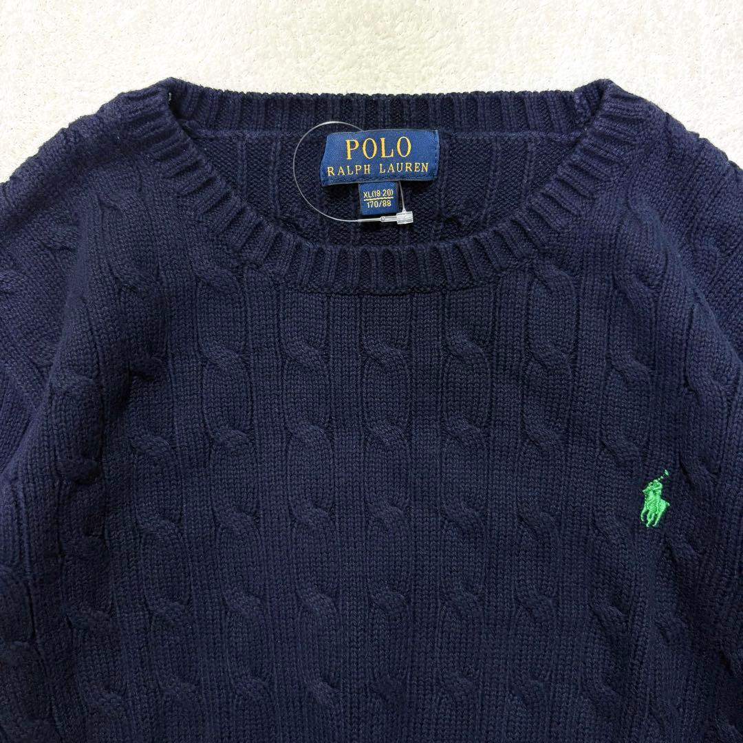 【未使用】ラルフローレン ケーブルニット レディースM-L キッズXL 170