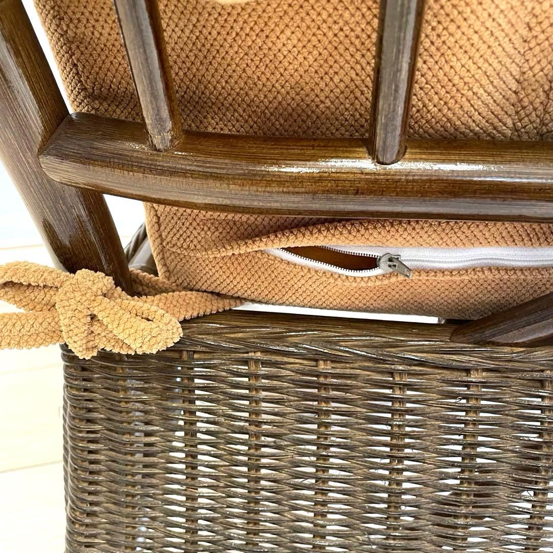 ラタン 籐 椅子 アームソファ パーソナルチェア クッション付 アジアン家具