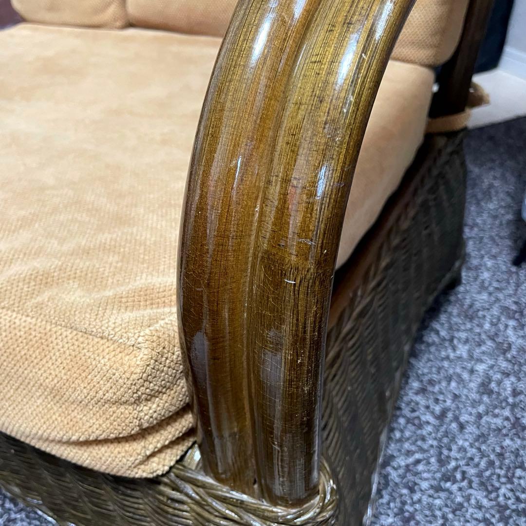 ラタン 籐 椅子 アームソファ パーソナルチェア クッション付 アジアン家具