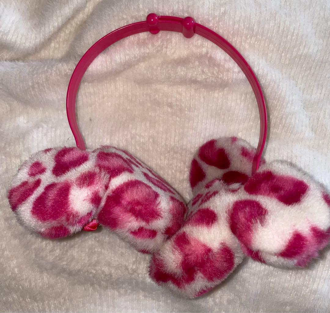 最終値下げ ミニー ピンク ヒョウ柄 耳あて イヤーマフ