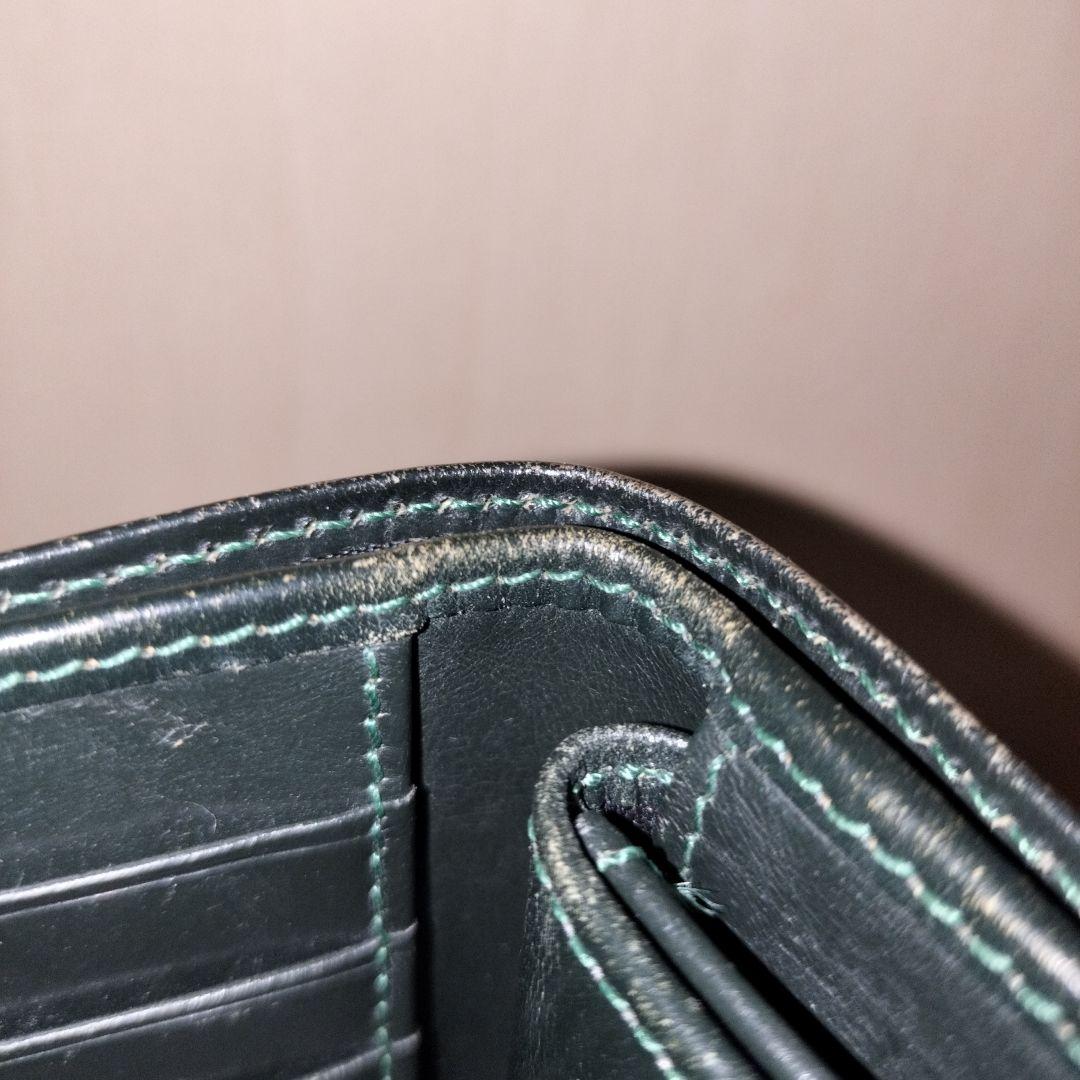 【廃盤】ホワイトハウスコックス（ベオーマ）三つ折り財布 ダークグリーン×イエロー