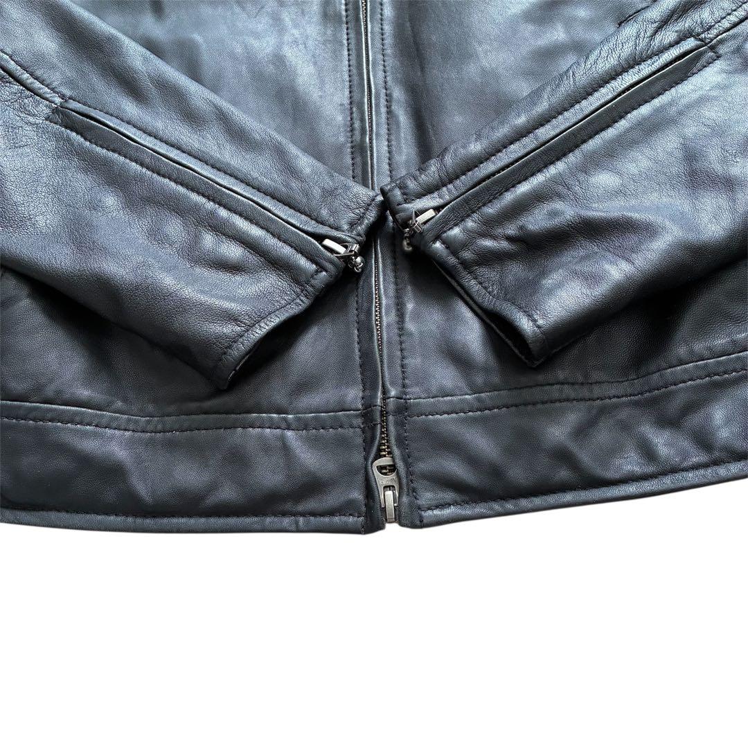 【最高級】ナノユニバース 羊革 シングル ジャケット ライダース キルティング