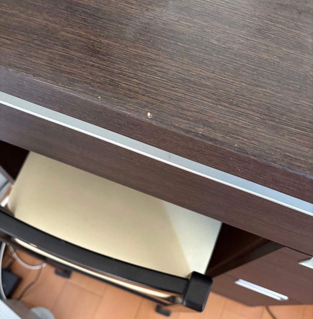 ダークブラウン ドレッサー・鏡台 引き出し付き 板文家具 ドレッサー