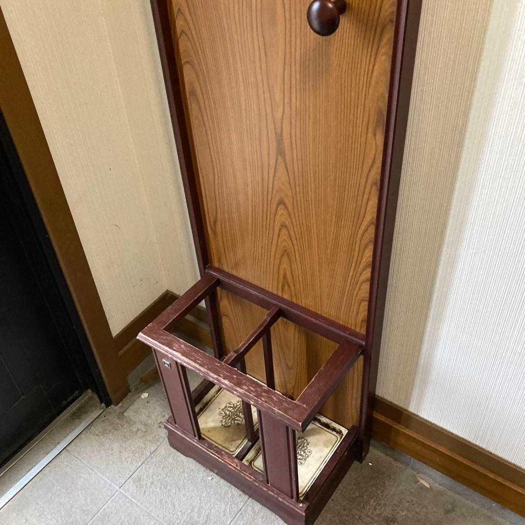 木製傘立て ミラー付き 昭和レトロ