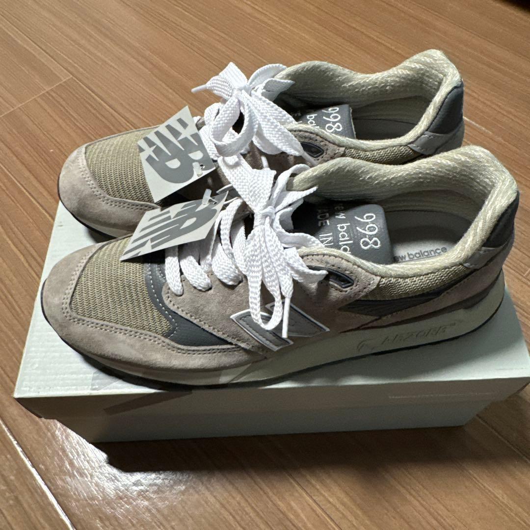 新品タグ付きNew Balance 998 27センチ、スニーカー グレー