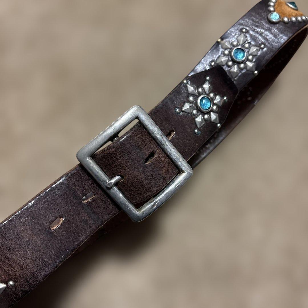 34inch ピーナッツ HTC レザースタッズベルト