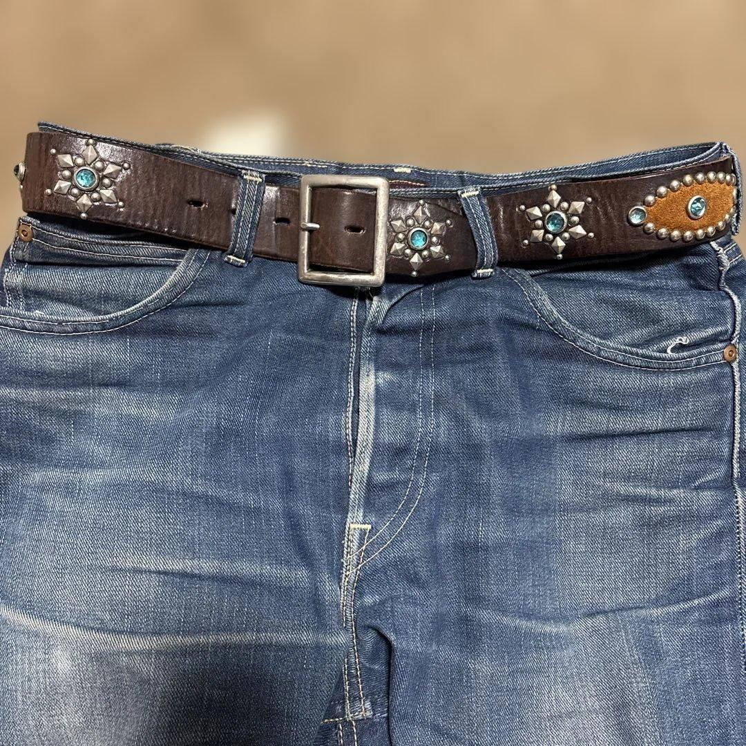 34inch ピーナッツ HTC レザースタッズベルト