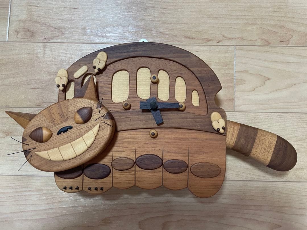 となりのトトロ　ねこバス手作り　木製柱時計