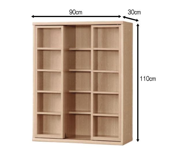美品 大塚家具 書棚 スライドオープン 小島工芸 90×110×30cm