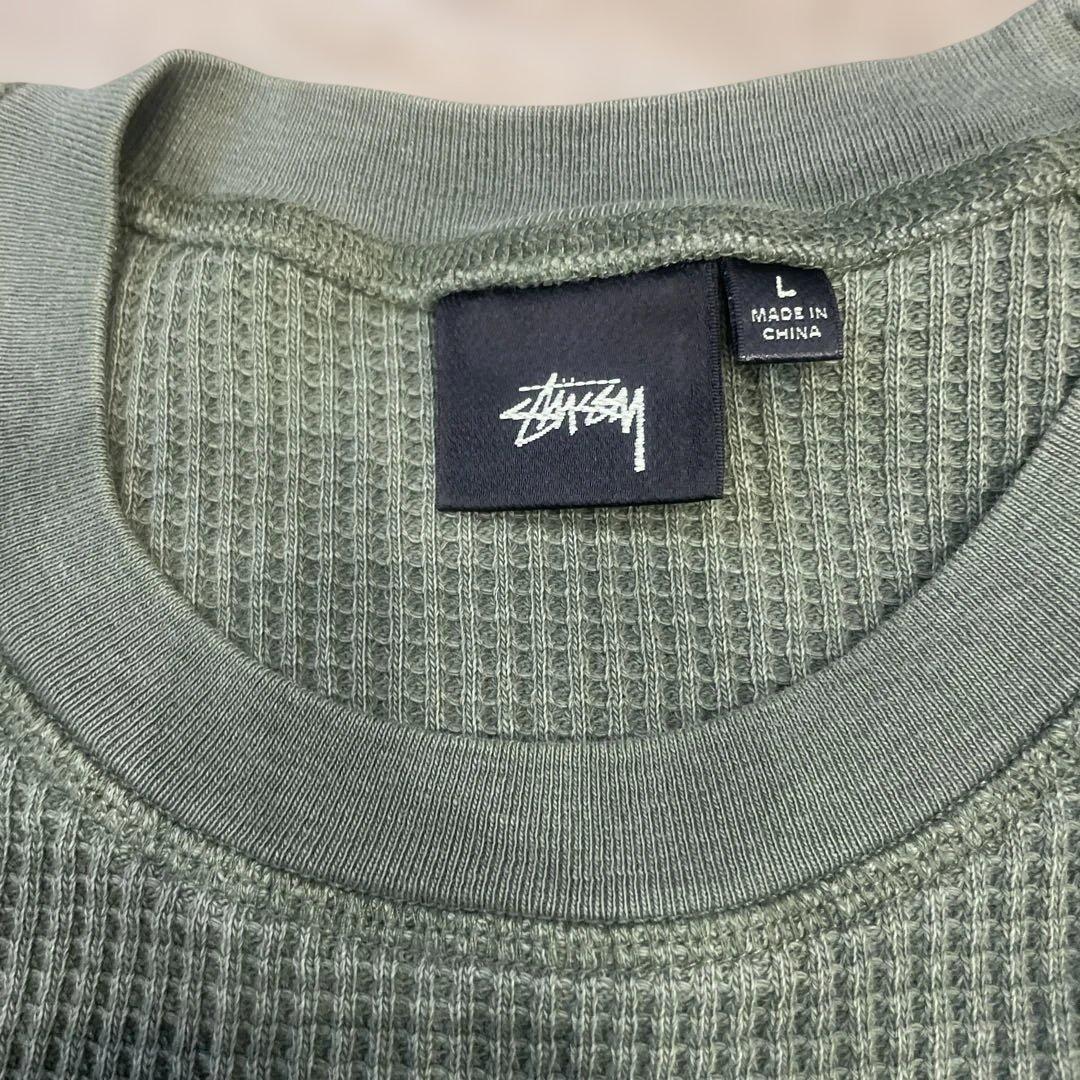 Stussy オリーブグリーン 長袖カットソー Lサイズ　サーマル