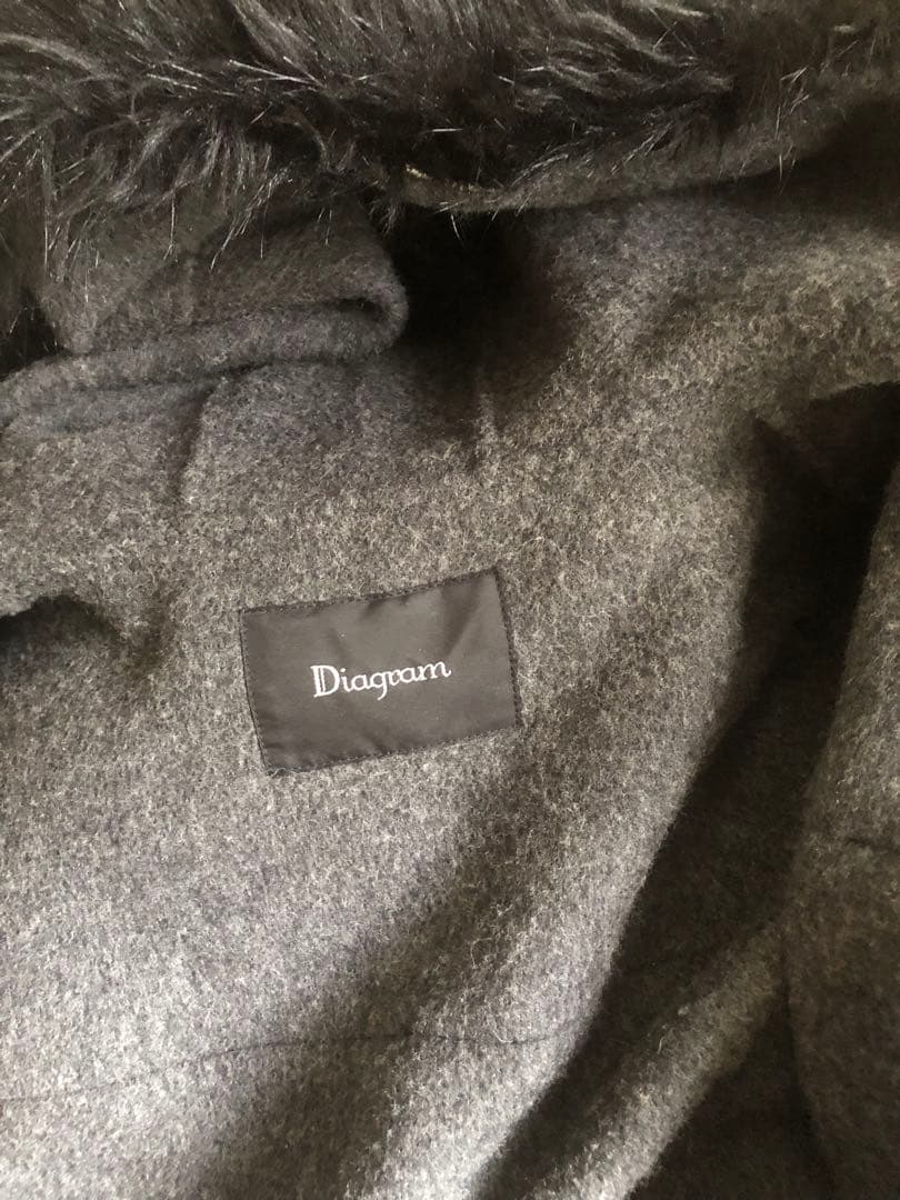 【美品】グレースコンチネンタルヘリンボーン フェイクファーロングダッフルコート