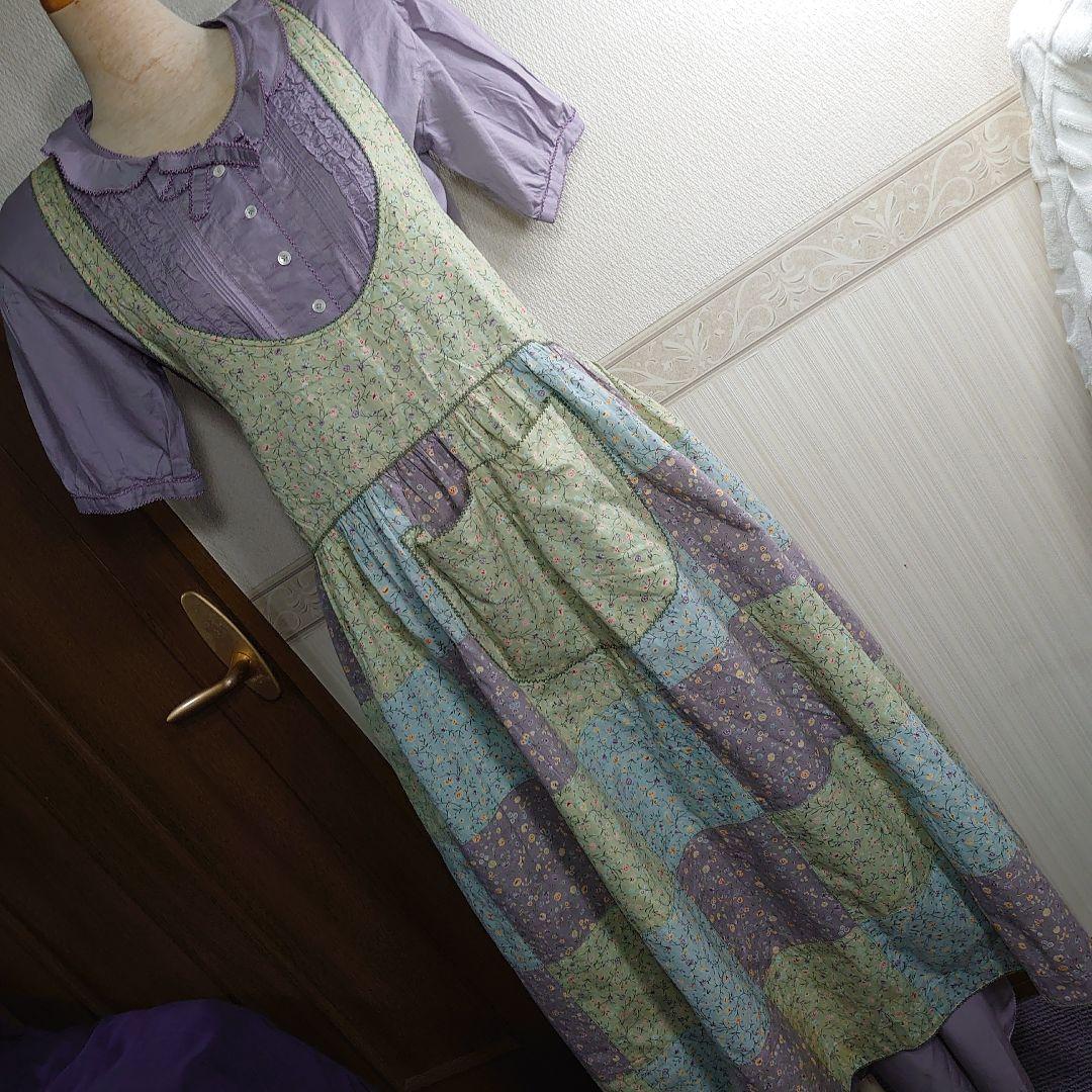 ワンダフルワールド　1997年 小花　パッチワーク　エプロン