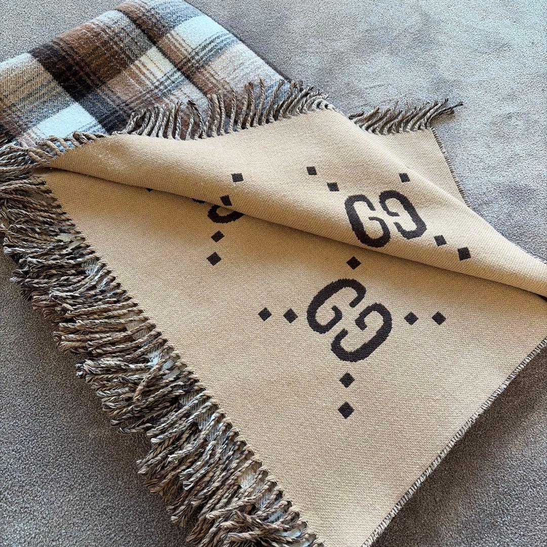チェック柄 GGロゴ ブランケット