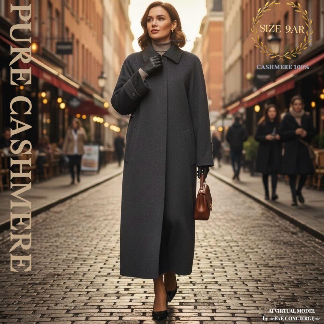 ꧁༺ PURE CASHMERE ピュアカシミヤ100%ロングステンカラーコート