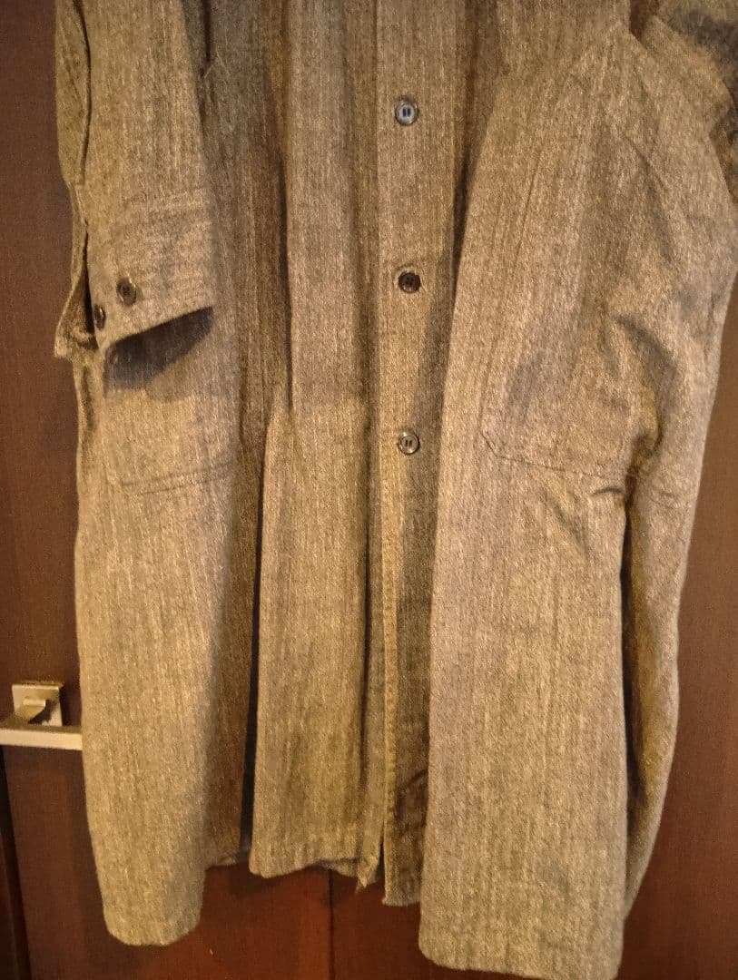 40s 50s ブラックシャンブレーコート　フランス軍　ステンシル XL