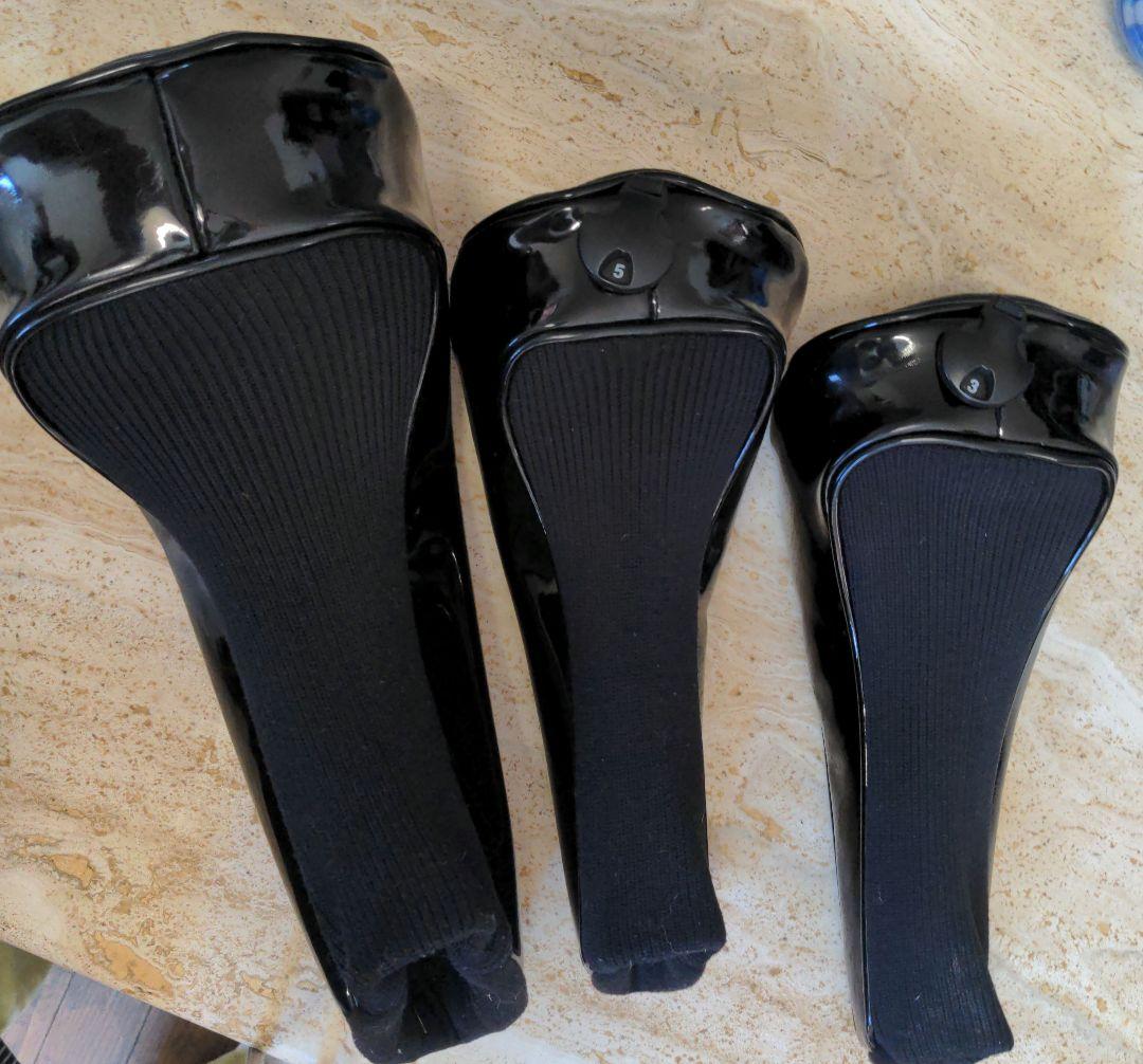 SANDREWS キャディバッグ 　ブラックエナメルと　　　 ヘッドカバーセット