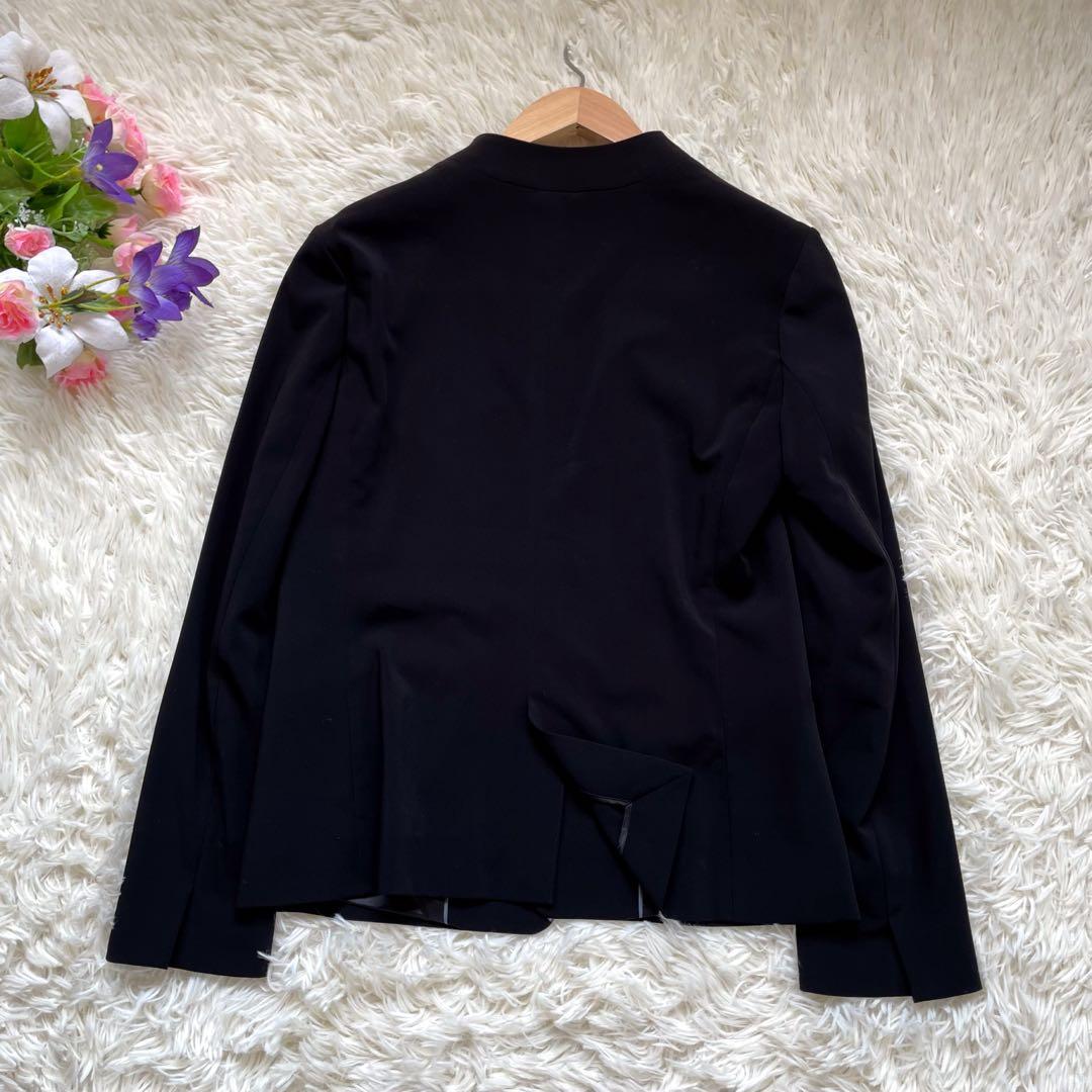 グリーンレーベルリラクシング手洗い可能ショールラペル パンツスーツブラック