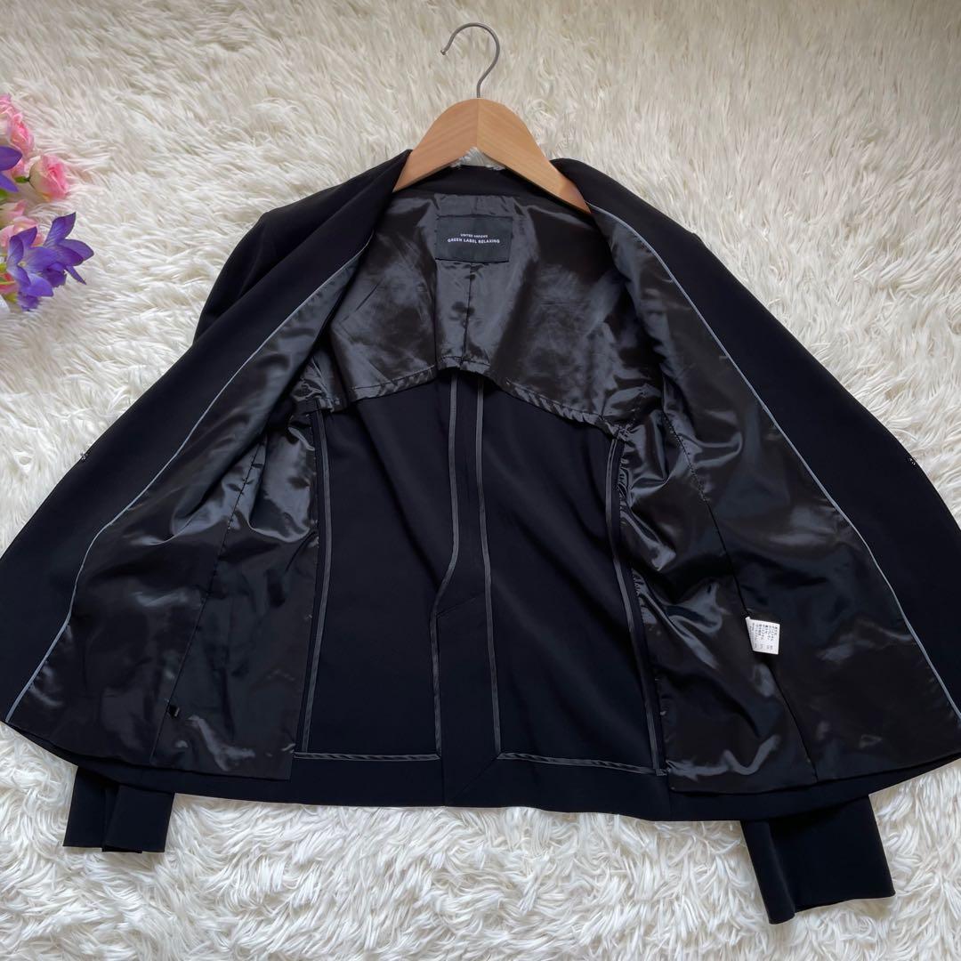 グリーンレーベルリラクシング手洗い可能ショールラペル パンツスーツブラック