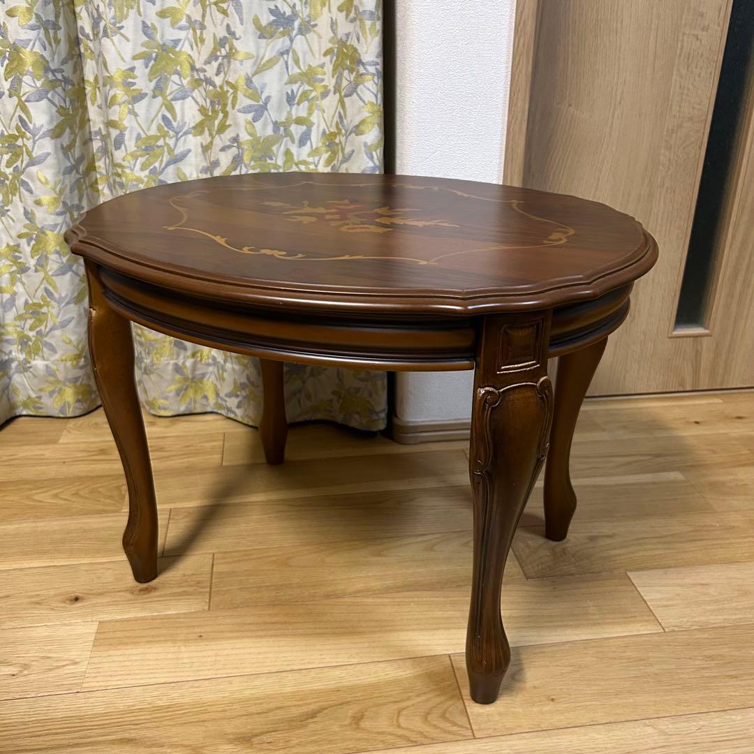 イタリア　象嵌　センターテーブル　サイドテーブル　猫脚　アンティーク