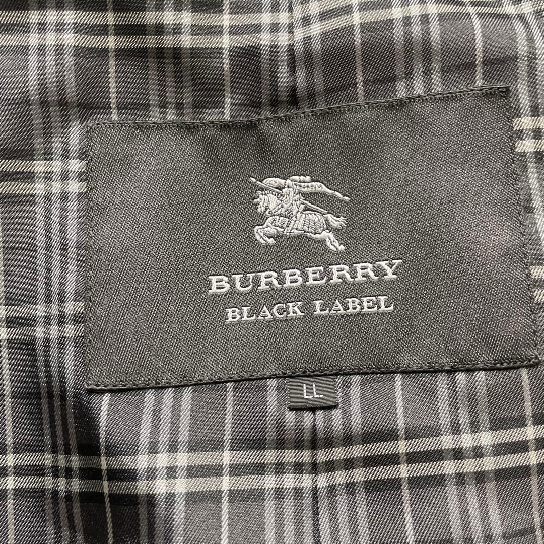 バーバリーブラックレーベル　ステンカラーコート　ブラック　ノバチェック　LL