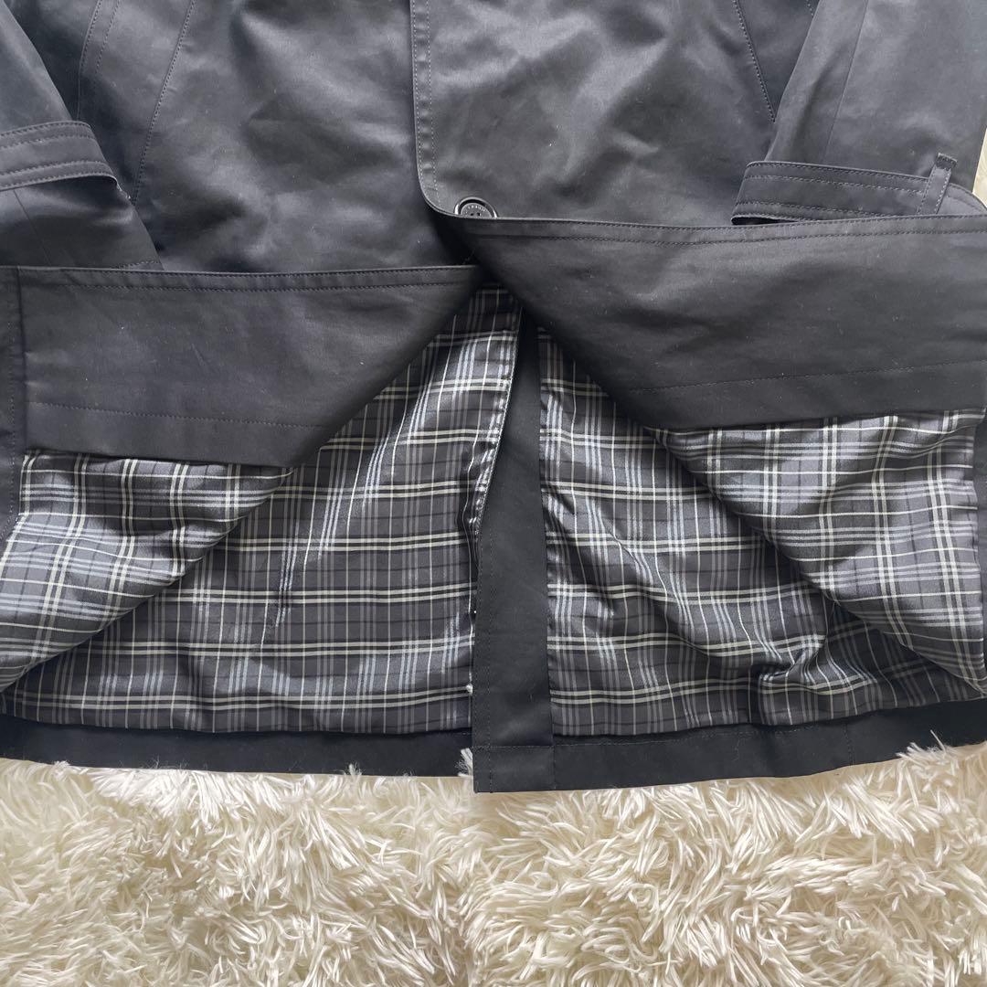 バーバリーブラックレーベル　ステンカラーコート　ブラック　ノバチェック　LL