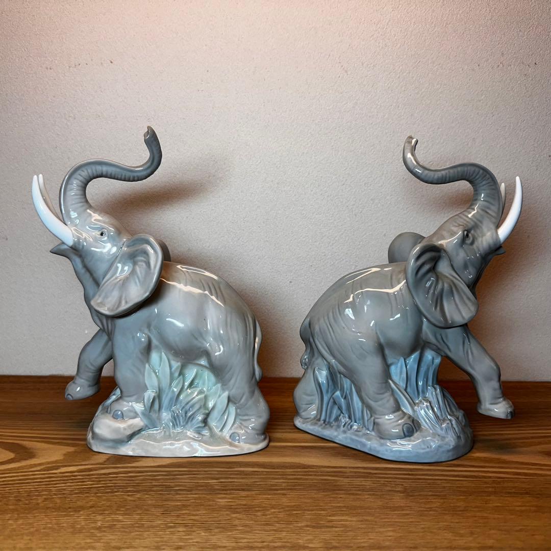 リヤドロ 像 Lladro Nao Elephant 像の置物 スペイン 雄叫び