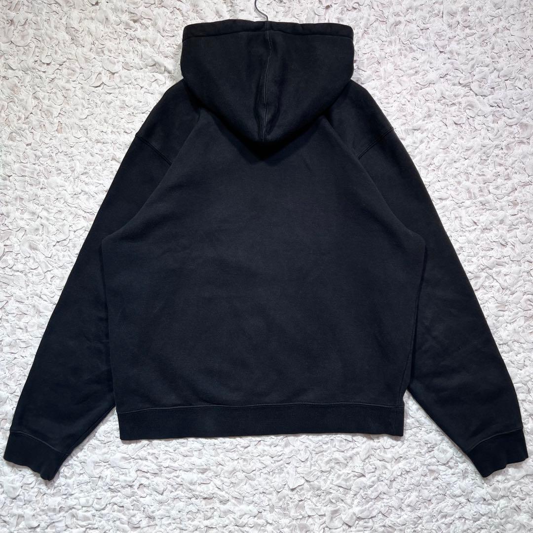 『超人気』　ステューシー　パーカー　パイル刺繍ロゴ　アーチロゴ　ブラック　【L】