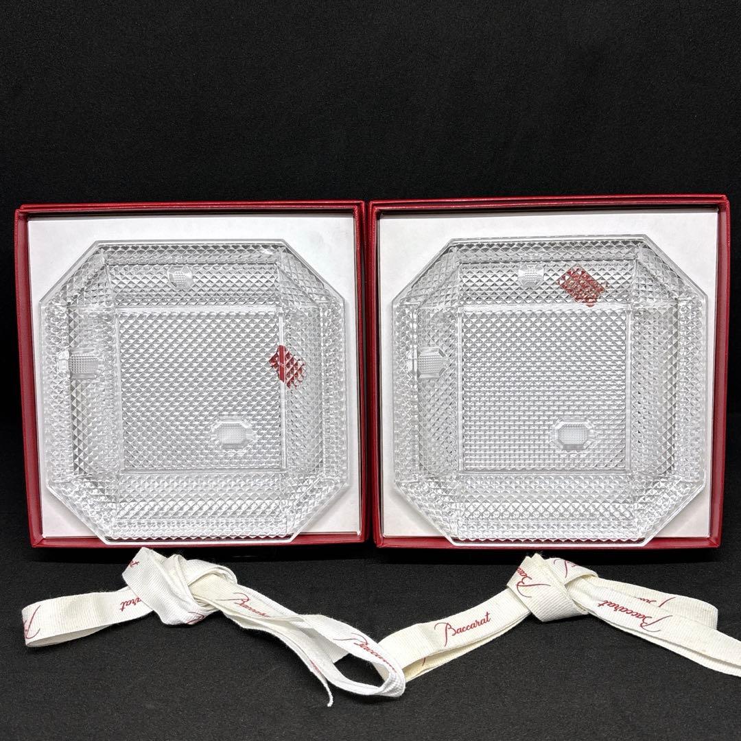 未使用保管品 Baccarat バカラ スクエア プレート トレイ 皿 セット
