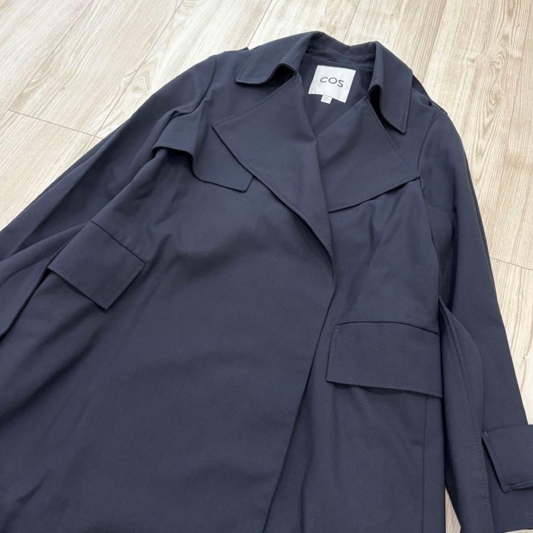 【極美品】COS トレンチコート ネイビー 34 ウールジャージー ストレッチ
