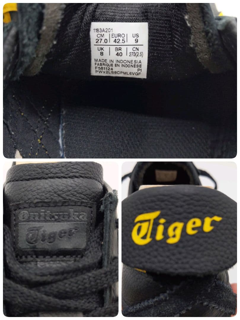 ​【美品】オニツカタイガー 27cm メキシコ66 ブラック×イエロー