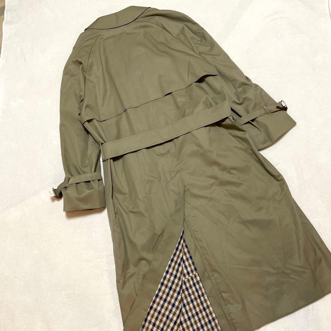 【美品】アクアスキュータム　トレンチコート　チェックLサイズ