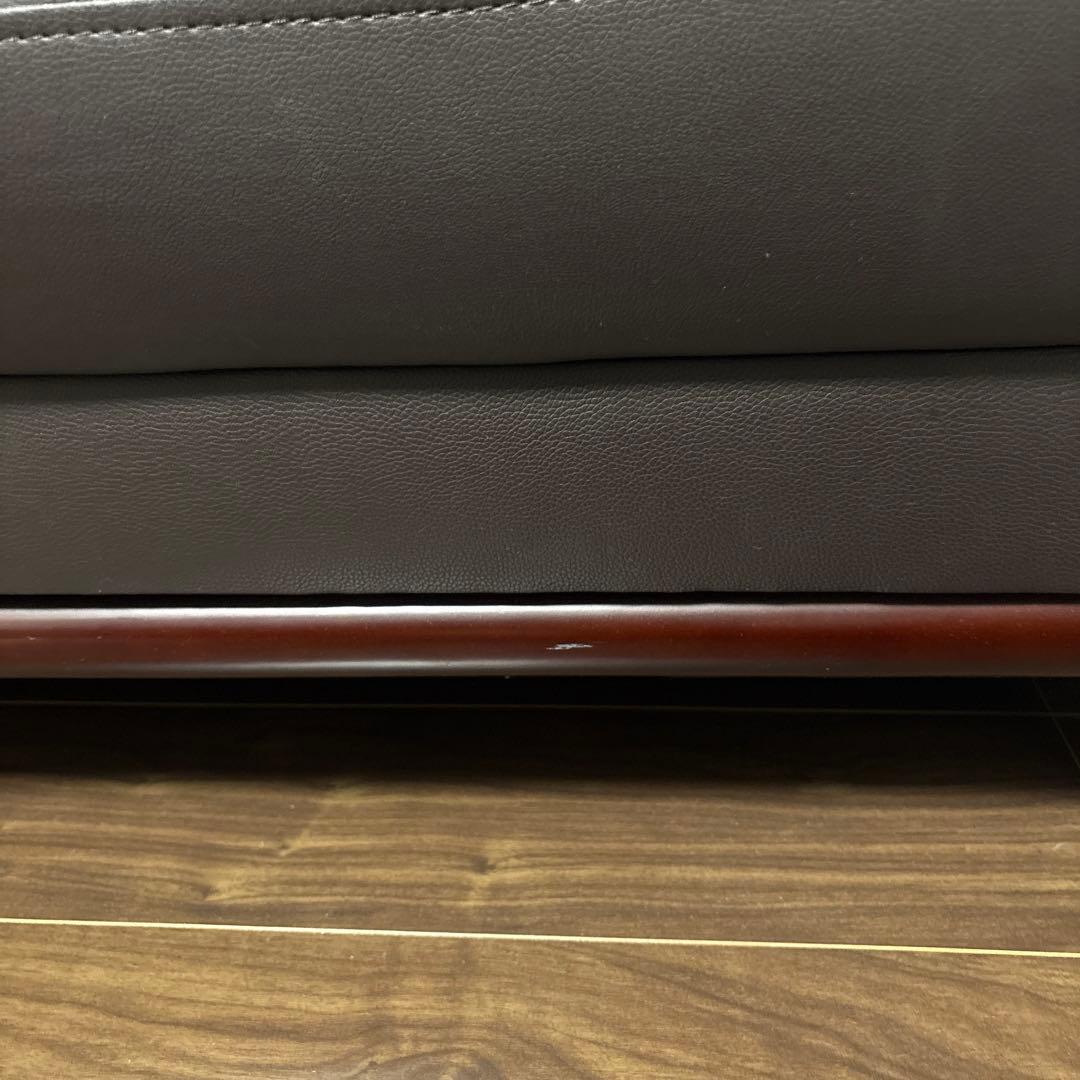 ダークブラウン 合成皮革 ソファ
