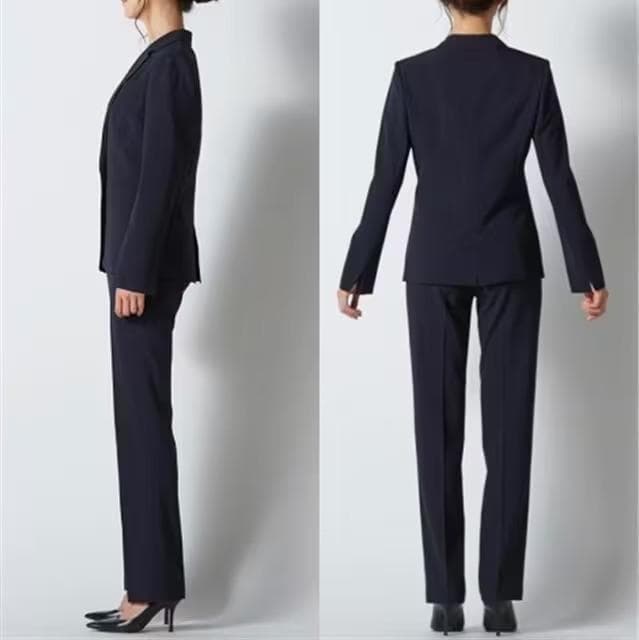 新品☆19号3Lトール♪紺系♪すご伸びストレッチパンツスーツ♪防汚加工◯D352