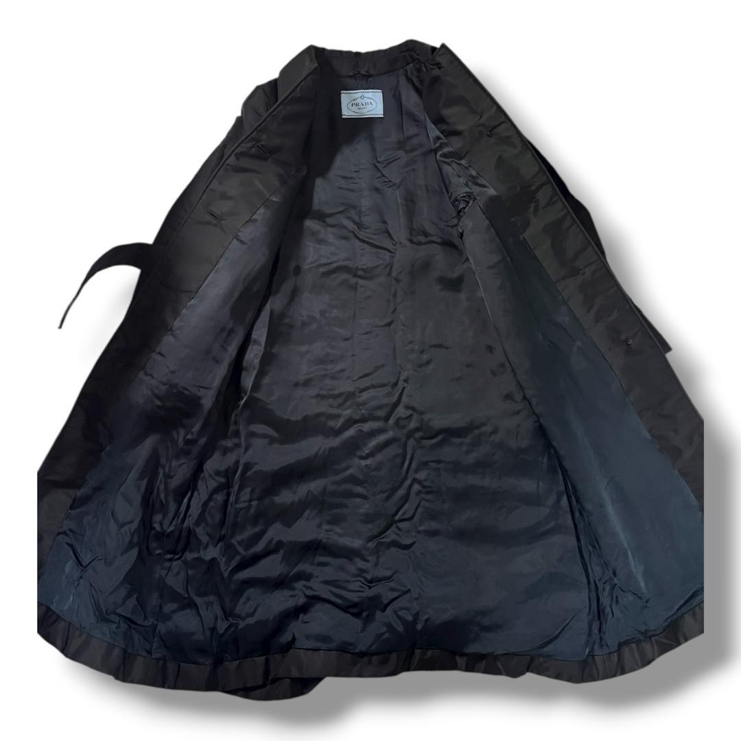 PRADA プラダ ナイロン ロングコート ステンカラーコート ブラック 36S