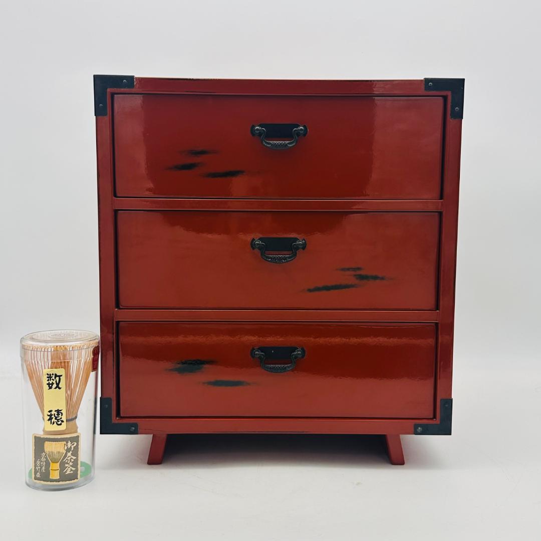 T　根来塗　木製　鉄金具　漆塗　漆器　昭和レトロ　ビンテージ　三杯