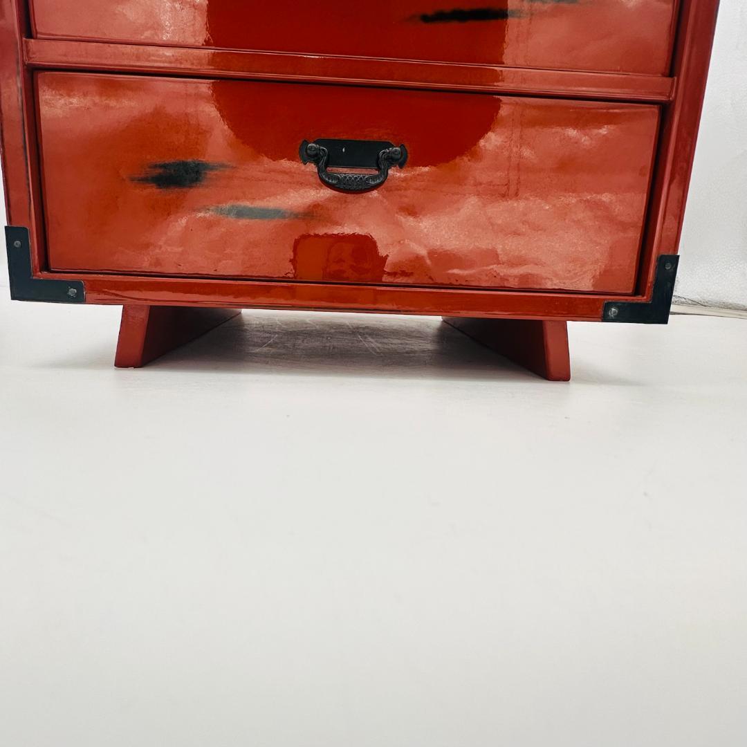 T　根来塗　木製　鉄金具　漆塗　漆器　昭和レトロ　ビンテージ　三杯