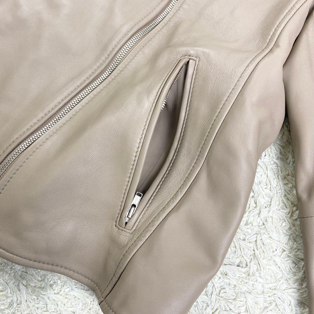 【新品未使用】23区 ライダースジャケット ラムレザー ダブル 38 ベージュ