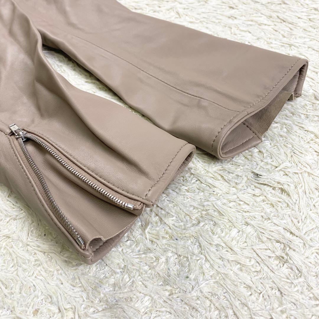 【新品未使用】23区 ライダースジャケット ラムレザー ダブル 38 ベージュ